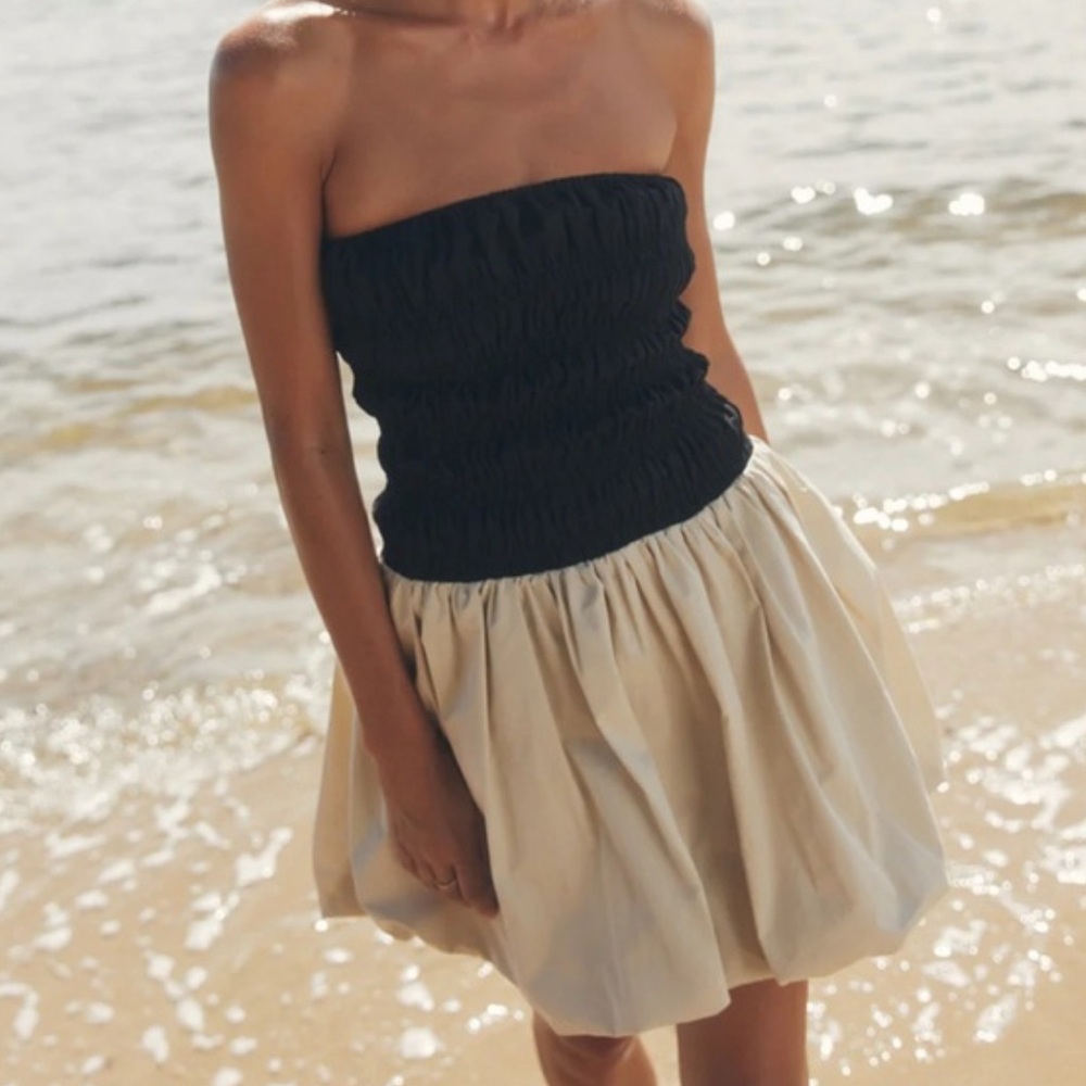 NWT DISSH Stevie Black and stone Strapless Mini Dress